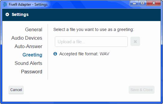 Using the Five9 Softphone Customizing Your Station 1 To upload a file, click the field and locate the