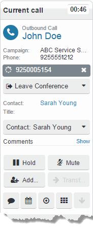 Processing Calls Making Conference Calls Disconnect the participant Leave the conference and terminate the call From left to right, top to bottom: Hold and mute Add other participants Start chat