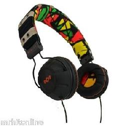 Rebel - Rasta - ON ear headphone EM-JH000-RA 40mm moving coiled drivers deliver detailed sound with great bass Designed and built with recyclable aluminum and canvas