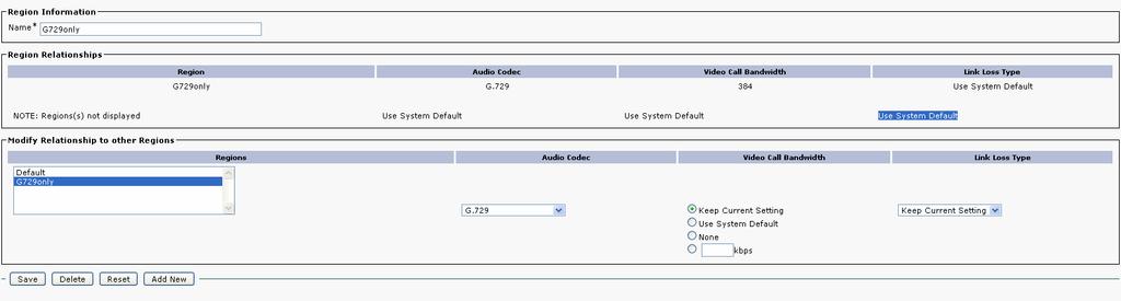 Configure a Region Navigate to the System Region page in the CUCM portal.