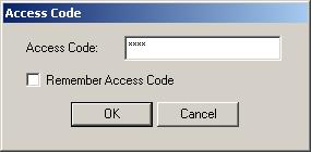 The Access Code window is displayed, where the supervisor can type its own password (access code) different from any codes used by other supervisors.