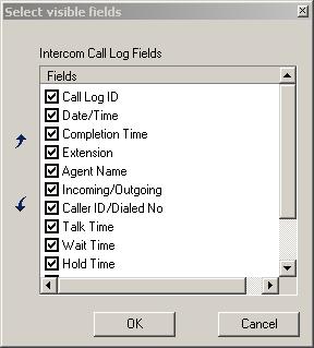 Account Code Settings 89 The Export button Use this button to save the information, the file type is.csv (comma separated values) To choose the Intercom Call Log information fields to be displayed: 1.