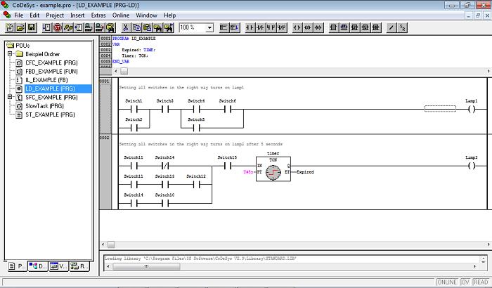 CODESYS IEC61131-3 Ladder Diagram (LD) Language Ladder Diagram (LD) - visually, resembles a series of
