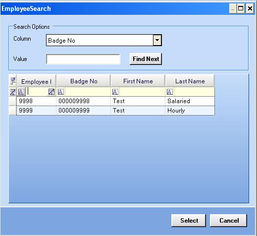 Supervisr Quick Guide p3 Enter search criteria using the emplyee s badge number, emplyee number, r name by clicking in the first blank line in the grid sectin f the screen.