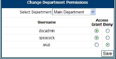 1. Click the Manage Departments tab. 2. Click Default Department. 3. Select the department you want to appear by default and click Save.