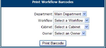 3. Select the department where the workflow you want to start has been defined. 4. Select the workflow you want to start when the barcode is scanned. 5.