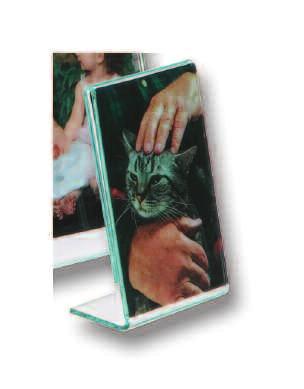 438194 Prisma Deluxe Easel Style Print Holder - 3 1/2 W x 5 H Green Tinted Acrylic. Side entry.