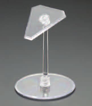 Skid-proof coating on the surface holds merchandise securely to create an effective display. Applicable to a wide range of merchandise. Top - 2.76 dia (70mm) Stem -.35 dia. x.28 dia. x 1.