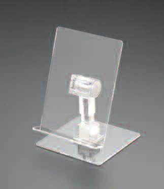 Tilt / Motion Stand 9. WYTS26 Tilt-T2A Adjustable Merchandise Holder Small Clear Polycarbonate / PMMA Adjustable by 15 degree angles. Slide-in bottom base makes the display stable. Table: 3.15 W x 4.
