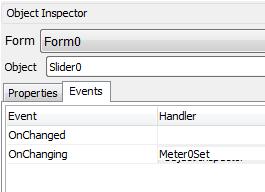 object Define the event onchanging for the Slider0 as