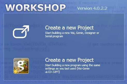 Click on the icon close to Create a New Project on top or, if the settings have been already defined, click on the icon close to Create a New Project on bottom: