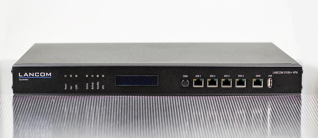 LANCOM 9100+ VPN High-performance central site VPN gateway for connecting up to 1,000 sites 1 VPN site connectivity for large network infrastructures with many external sites 1 Incl.