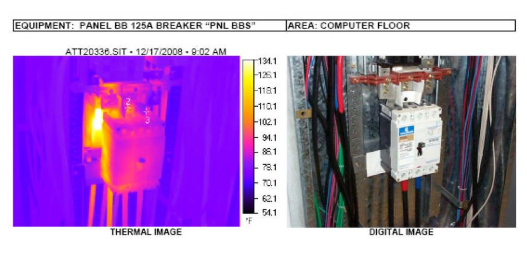 Figure 4 Infrared Camera Readings on a Data Center Floor The Emerson technician recommended the loads in the panel be distributed immediately to other circuits.