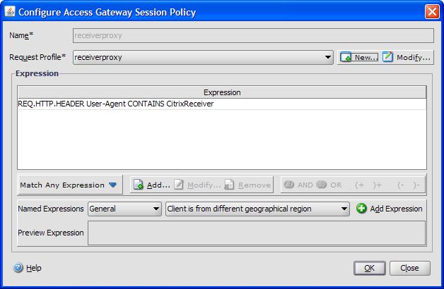 NetScaler AGEE Proxy Group, Session Profile To proxy the ICA connections from the XenApp or XenDesktop server to the Citrix Receiver, the NetScaler AGEE needs to be configured to do so.