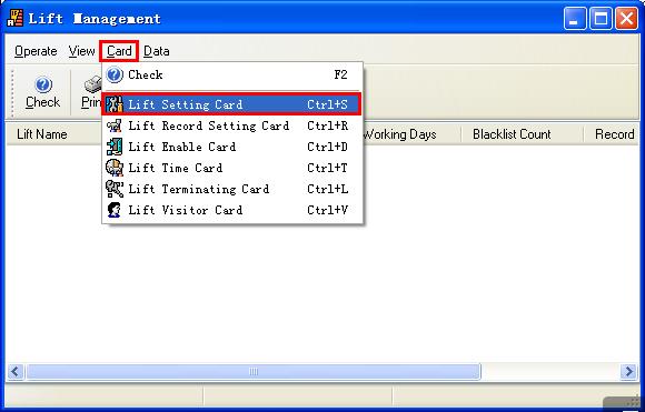 Setting Card in the Card item to