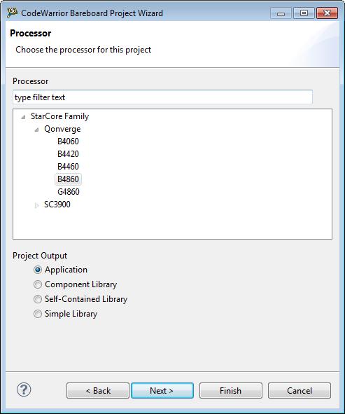 Processor Page f. Click Next. The Debug Target Settings page appears. g. Select the Simulator option, from Debugger Connection Types group, to include simulator launch configurations in your project.