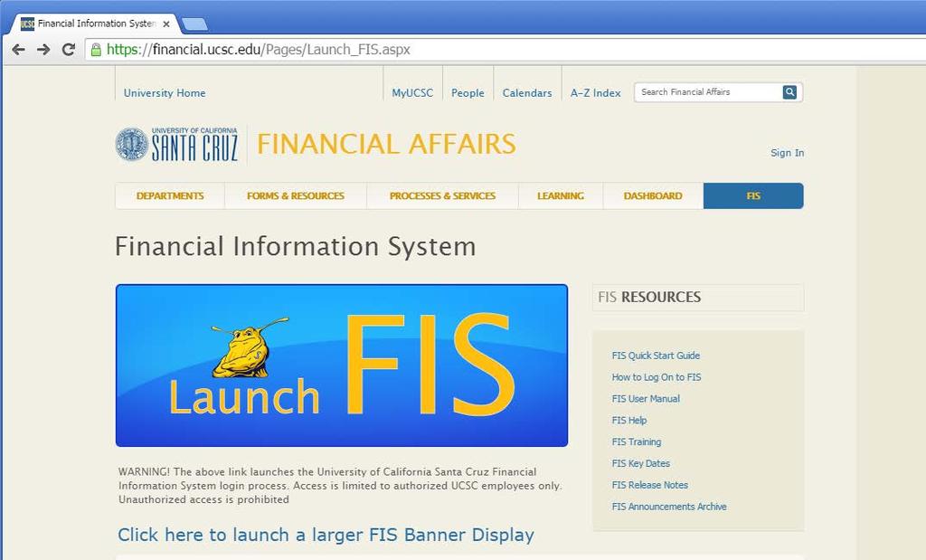 FIS LAUNCH PAGE