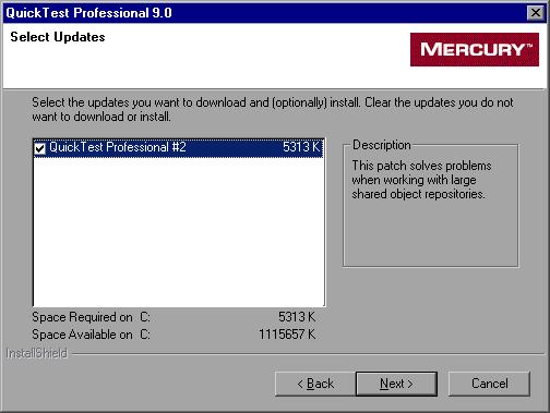 Chapter 2 Setting Up QuickTest Professional Note: If you choose not to download and install critical updates at this time, you can check for updates at a later time by choosing Start > Programs >