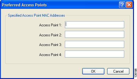 Chapter 5 Setting Advanced Parameters If this profile is configured for use in an infrastructure network and you want to specify up to four access points to which the client adapter should attempt to