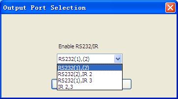 RS485 RS232(3) IR3 RS232(2) IR2 RS232(1) IR1 Programmable Control Panel The output port set in PS-WP and the port used in WP8 is corresponding. And there are four output types.