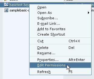 Edit Permissions To assign privileges, go to the properties of the BQY Select Edit permissions