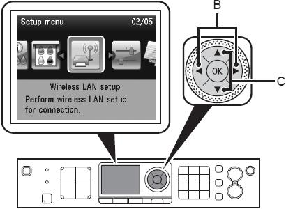 Select Wireless LAN setup, and then press the