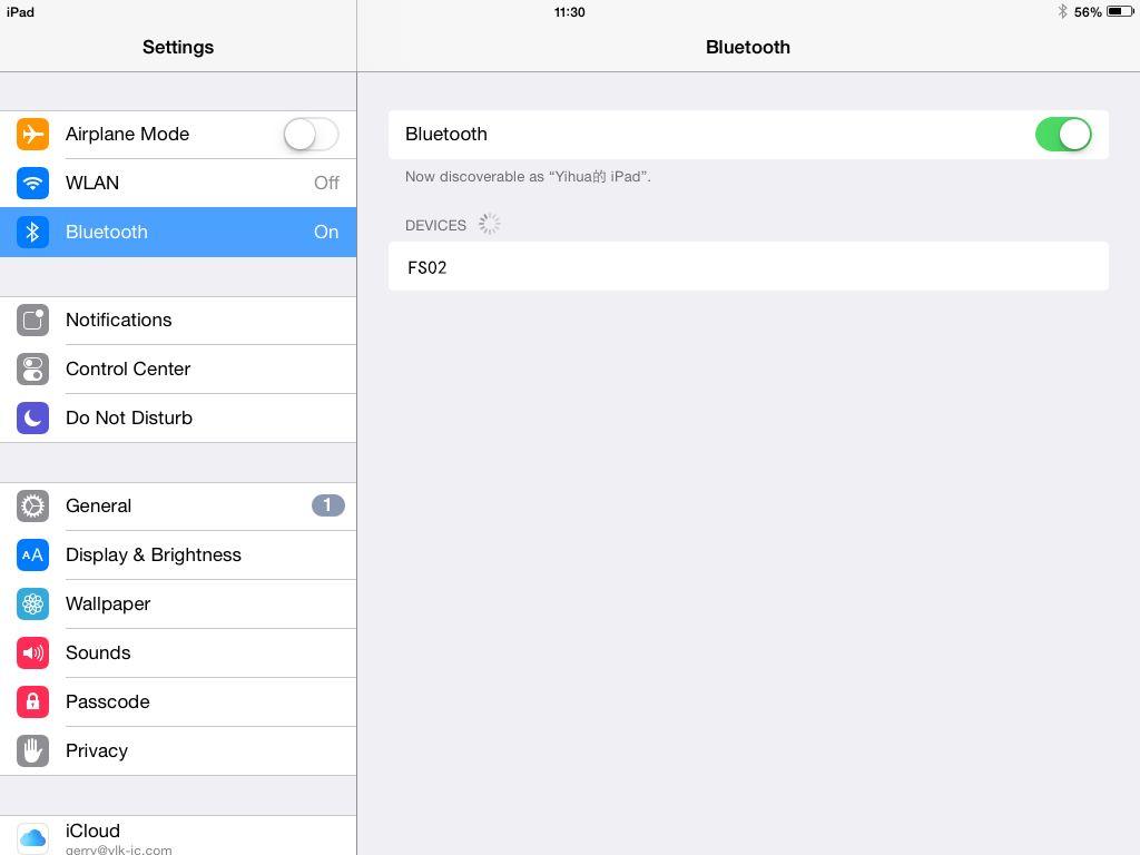 HID Mode for IOS (1)Turn on the ipad, and find the bluetooth option.