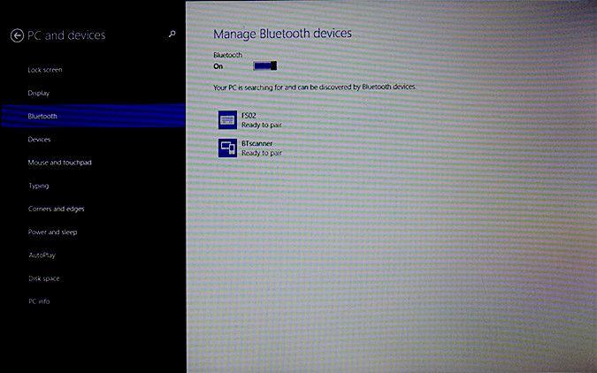 (2) Enable the bluetooth, and the Windows device will