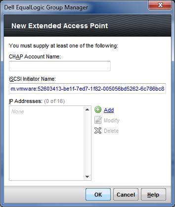 If the extended access point is created with an iscsi initiator name, and the server contains multiple HBA or hardware iscsi initiators, then multiple extended access points will need to be added to