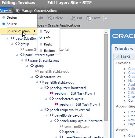 For non-crm applications the Page Composer view menu also offers a Source Position option