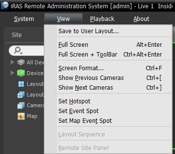 Export, Print: Exports or prints images or lists displayed on the panel on the selected tab (not supported for all panels). iras Setup: Allows you to change the basic settings of the iras program.