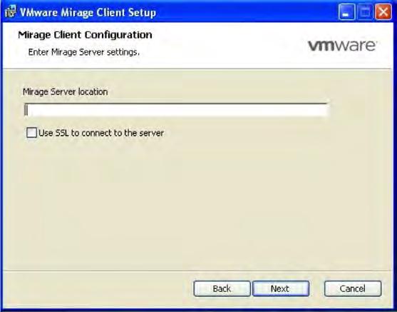 The Mirage Client Configuration window appears. Figure 15: Mirage Client Setup Client Configuration Window 5.