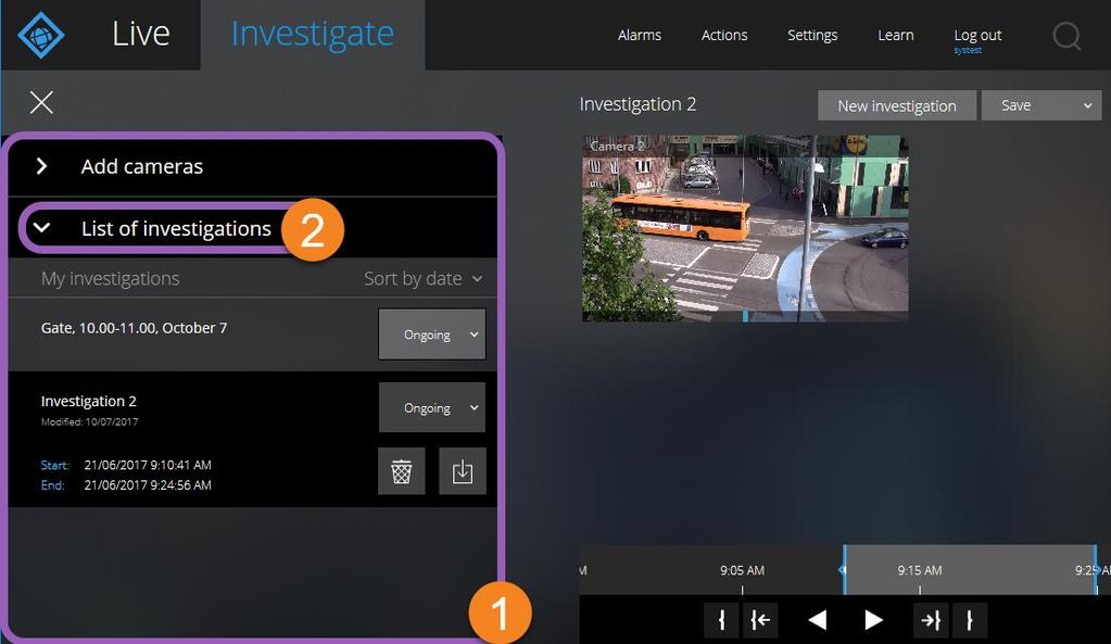 Customizing your investigation (explained) On the Investigate tab, click to open the side panel. In the side panel : 1.