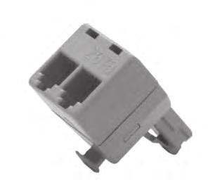 The T-Adapter is equipped with 4 conductor plugs and two 4 conductor jacks, that provides 2 parallel lines.