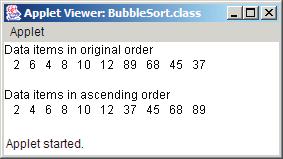 298 Arrays Chapter 7 35 36 37 38 39 40 41 42 43 44 45 46 47 48 49 50 51 52 53 54 55 } // end method bubblesort 56 57 58 59 60 61 62 63 64 65 } 66 67 } // end class BubbleSort // sort elements of