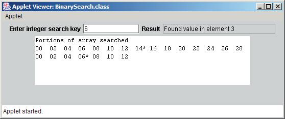 306 Arrays Chapter 7 Fig. 7.12 Binary search of a sorted array. (Part 5 of 5.) This program uses a 15-element array.