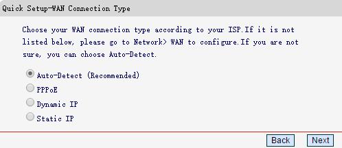 4. Select Auto-Detect (Recommended), and the router will