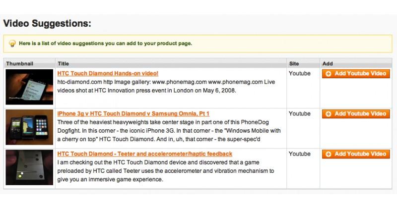 video sugestions enabled, you will see the above dialog on the product edit page.