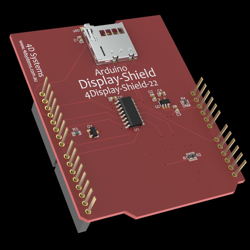 The shield includes a usd card socket, to provide the Arduino the means to access data stored on a usd card. The usd SPI Card Select pin is D10.