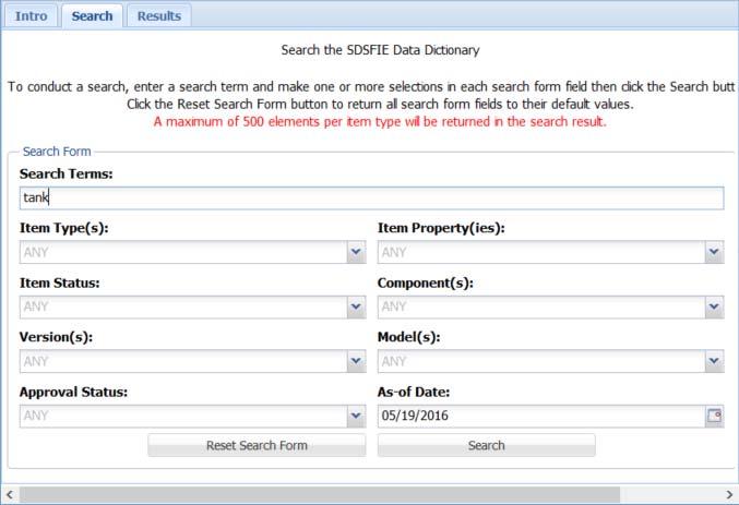 2.3.2 Search Page The Search Page allows you to narrow or filter your search by entering one or more Search Terms, and choosing one or more selections from each Search Form field, then selecting