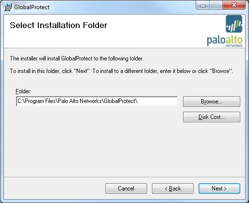 At the Select Installation Folder window, accept the folder