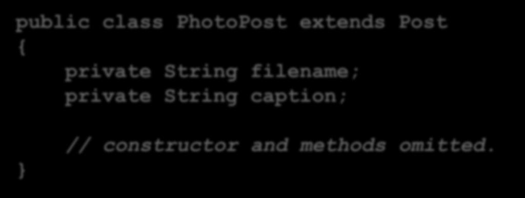 public class PhotoPost extends Post { private String