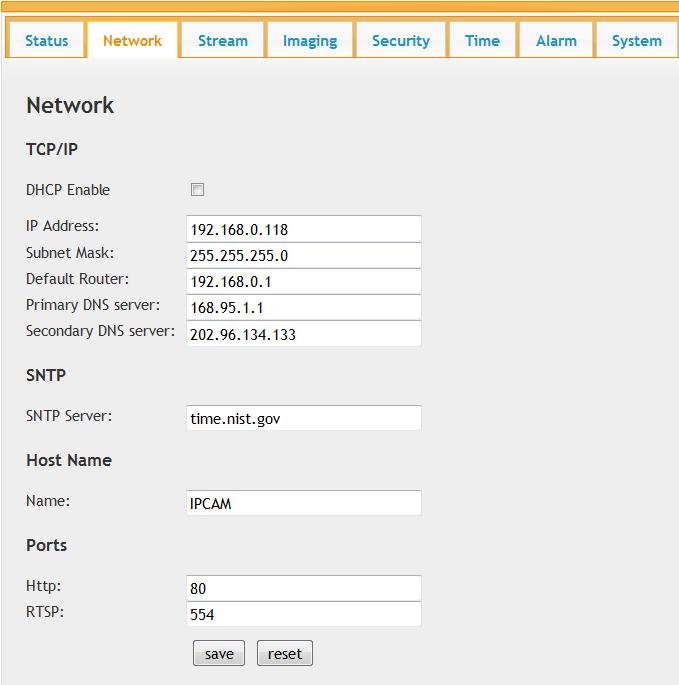 4.2 Network TCP/IP: There are two types of IP network settings, if there is a DHCP server or broad band router setup in your IP network, you may set it to be DHCP.