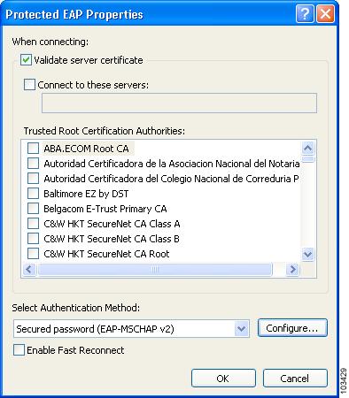 Configuring the Client Adapter Appendix E Step 4 Perform one of the following: If you chose Protected EAP (PEAP), follow the instructions in the Enabling PEAP (EAP-MSCHAP V2) section below.