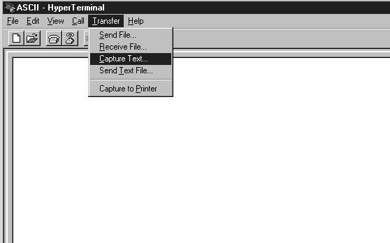 Programming with Windows 95 HyperTerminal Appendix H Transferring Programs to the Computer 1, 2, 3... 1. Input the following. SAVE #1, COMU: (43) 1, 2, 3... 1. Select Capture Text from the Transfer menu, and specify the name of the file for saving.