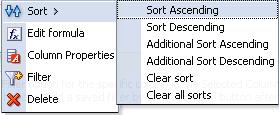 2. Modify Analysis Criteria (Sorting Columns) Use the Sort button to choose a sort order for the desired column Select the appropriate option to set the sort order: Primary ascending column