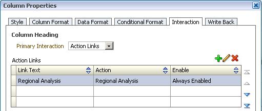 2. Modify Analysis Criteria (Interaction) Specify behavior when a user drills on a column heading or a data value.