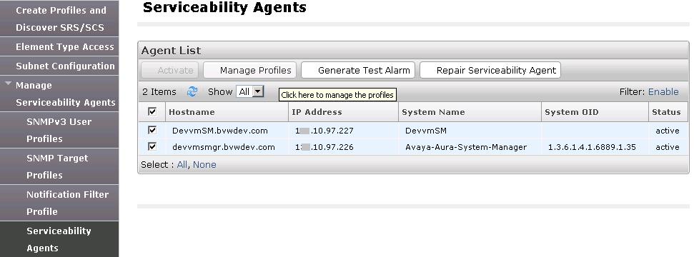5.5. Assign SNMPv3 Target Profile to Avaya Aura Session Manager and Avaya Aura