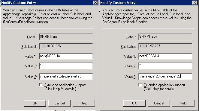 Enter the System Manager SNMPv3 User Profile created in Section 5.3 as example display below used during compliance test for Security Manager: Label: Enter any descriptive name, ex: SNMPTraps.