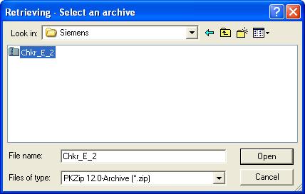 The Siemens software extracts the sample archive and makes it available.